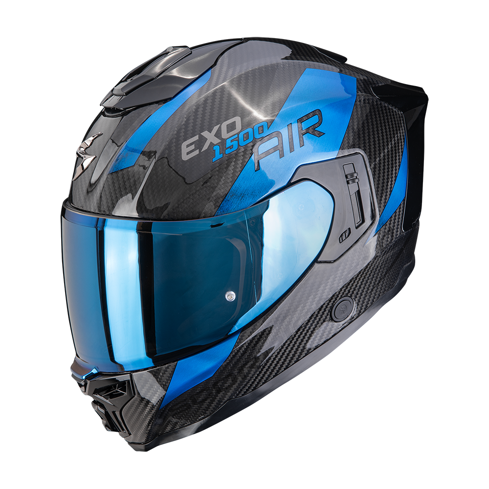 Casco Scorpion Exo-1500 Carbon Air Platted Negro-Azul