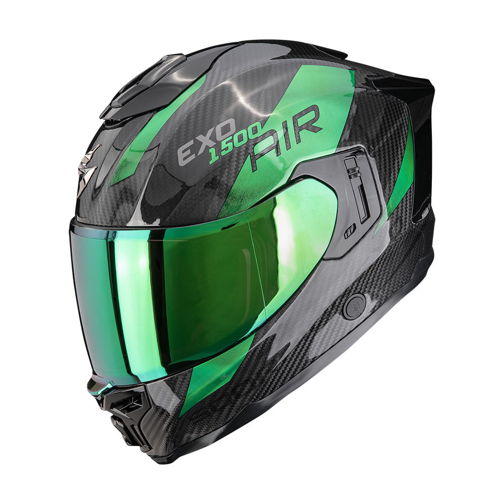 Casco Scorpion Exo-1500 Carbon Air Platted Negro-Verde