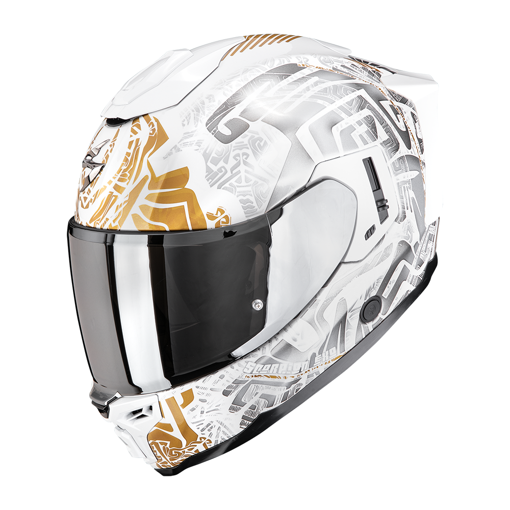 Casco Scorpion Exo-1500 Air Apus Perla Blanco-Gris-Oro