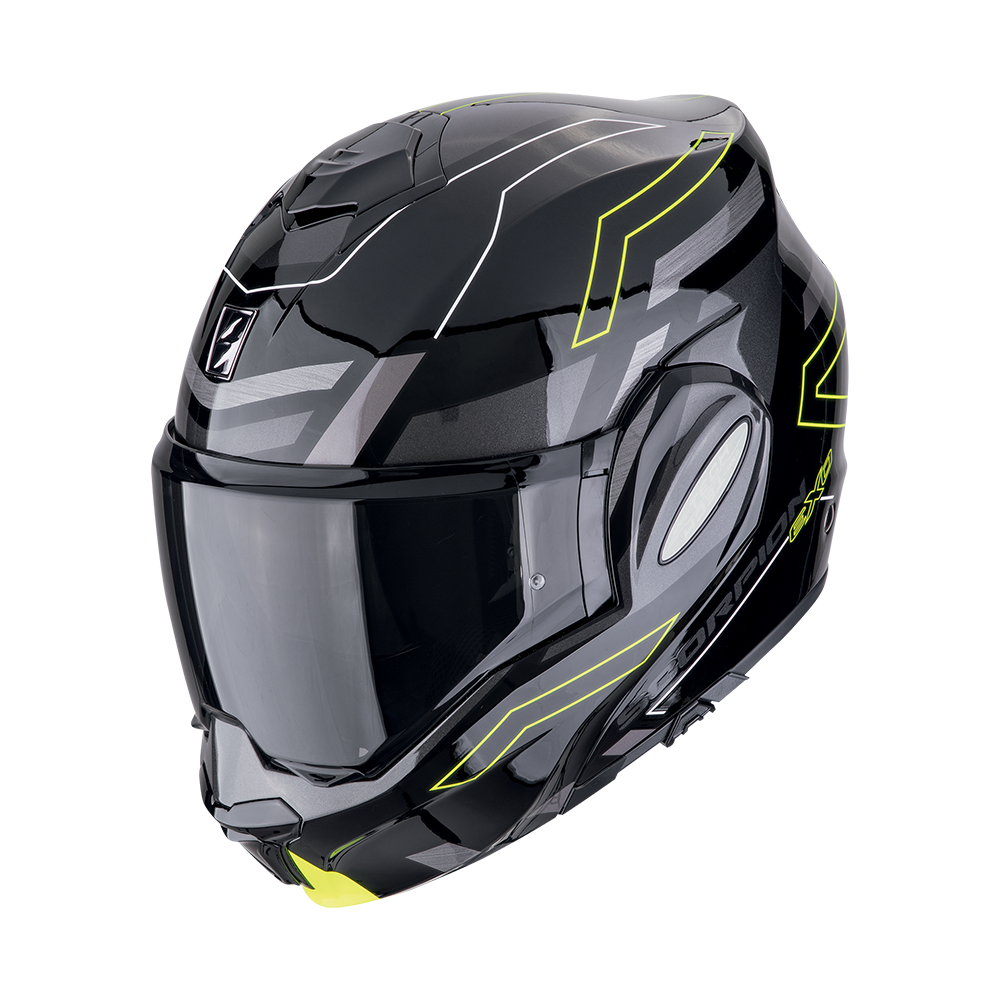[118-487-141-02] Casco Scorpion Exo-Tech Evo Conquer Negro-Amarillo Neón (XS)