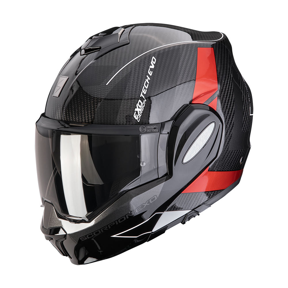 Casco Scorpion Exo-Tech Evo Carbon Cad Negro-Rojo