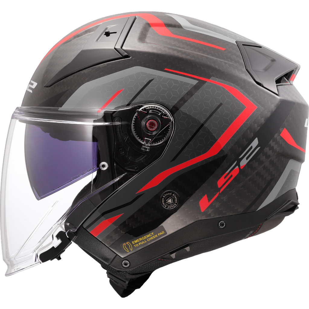 Casco Moto Jet LS2 OF603 Infinity II C Urus Rojo