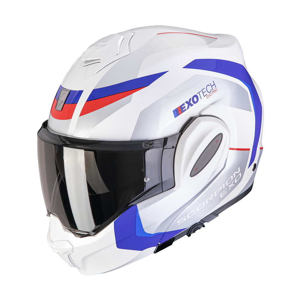 Casco Scorpion Exo-Tech Evo Pro Acuti Blanco-Azul-Rojo