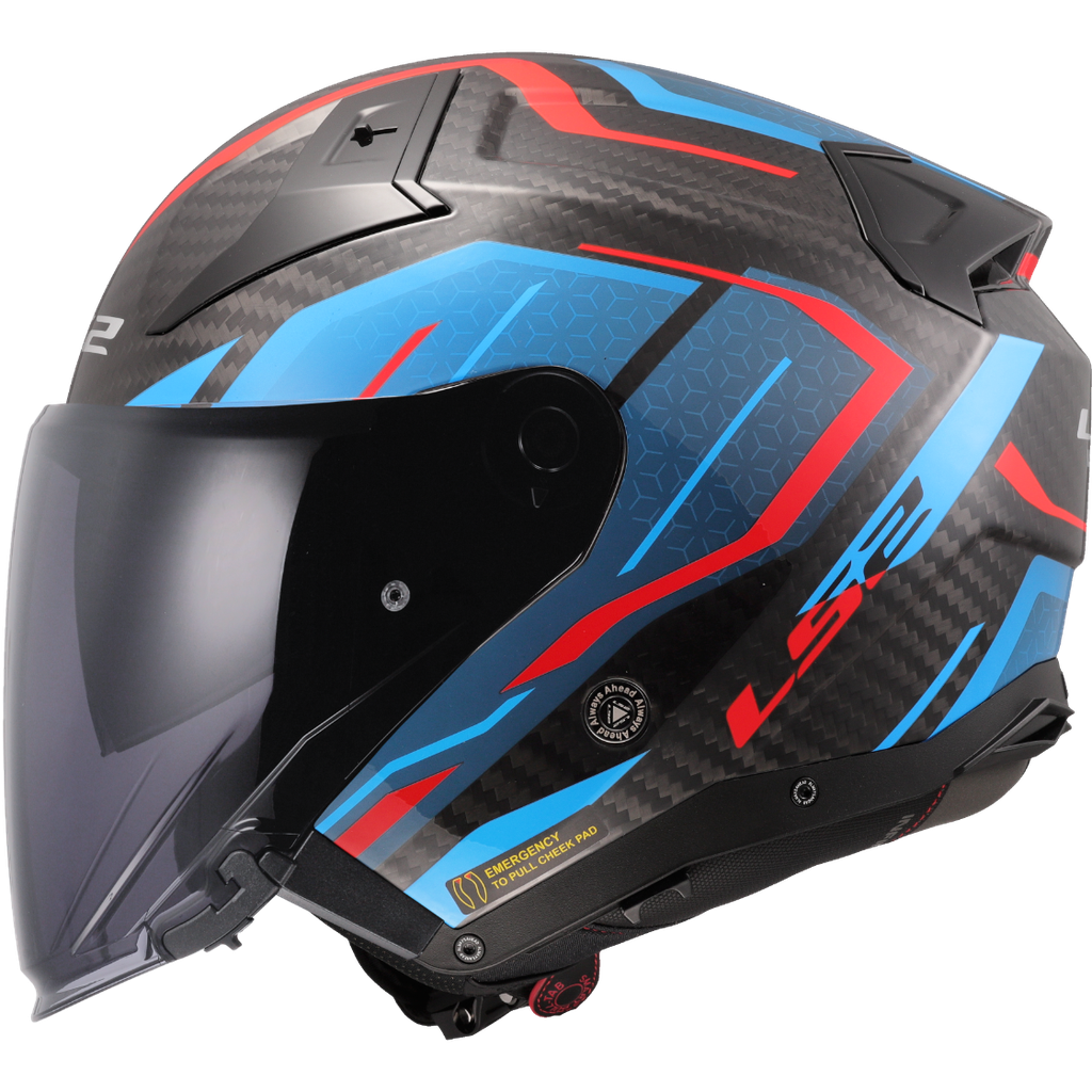 [366035426XS] Casco Moto Jet LS2 OF603 Infinity II C Urus Azul Rojo (XS)