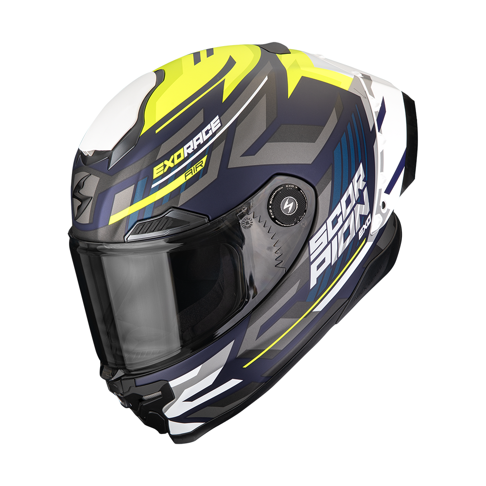 Casco Scorpion Exo-Race Air Kobra Mate Azul Amarillo Neón