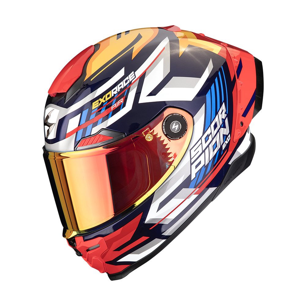 Casco Scorpion Exo-Race Air Kobra Azul Amarillo Rojo