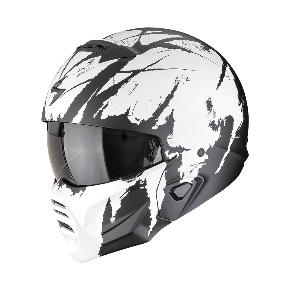 Casco Scorpion Exo-Combat II Marauder Mate Negro-Blanco
