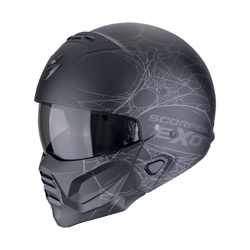 [182-476-159-02] Casco Scorpion Exo-Combat II Spiderweb Mate Negro-Plata (XS)