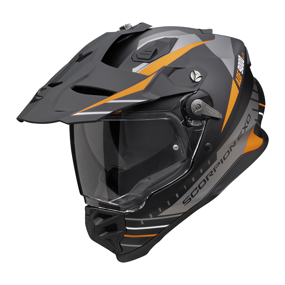 [184-472-304-02] Casco Scorpion ADF-9000 Air Negro Mate Plata Naranja (XS)