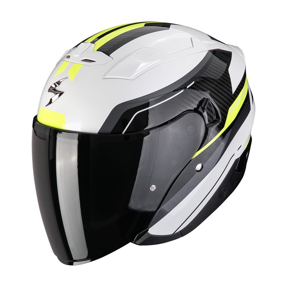 Casco Scorpion Exo-230 Hipe Blanco-Negro-Amarillo Neón