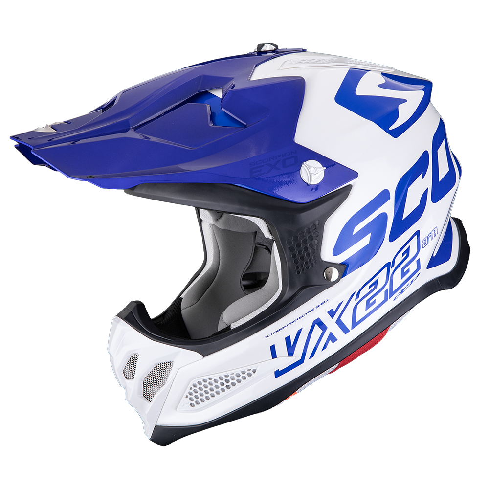 Casco Scorpion Vx-22 Air Updown Blanco-Azul-Azul