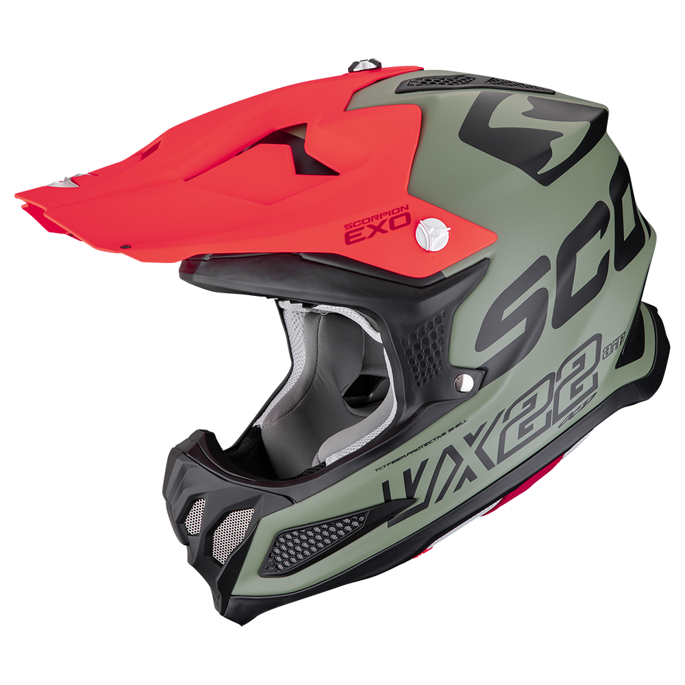 [32-522-378-02] Casco Scorpion Vx-22 Air Updown Verde Mate-Negro-Rojo (XS)