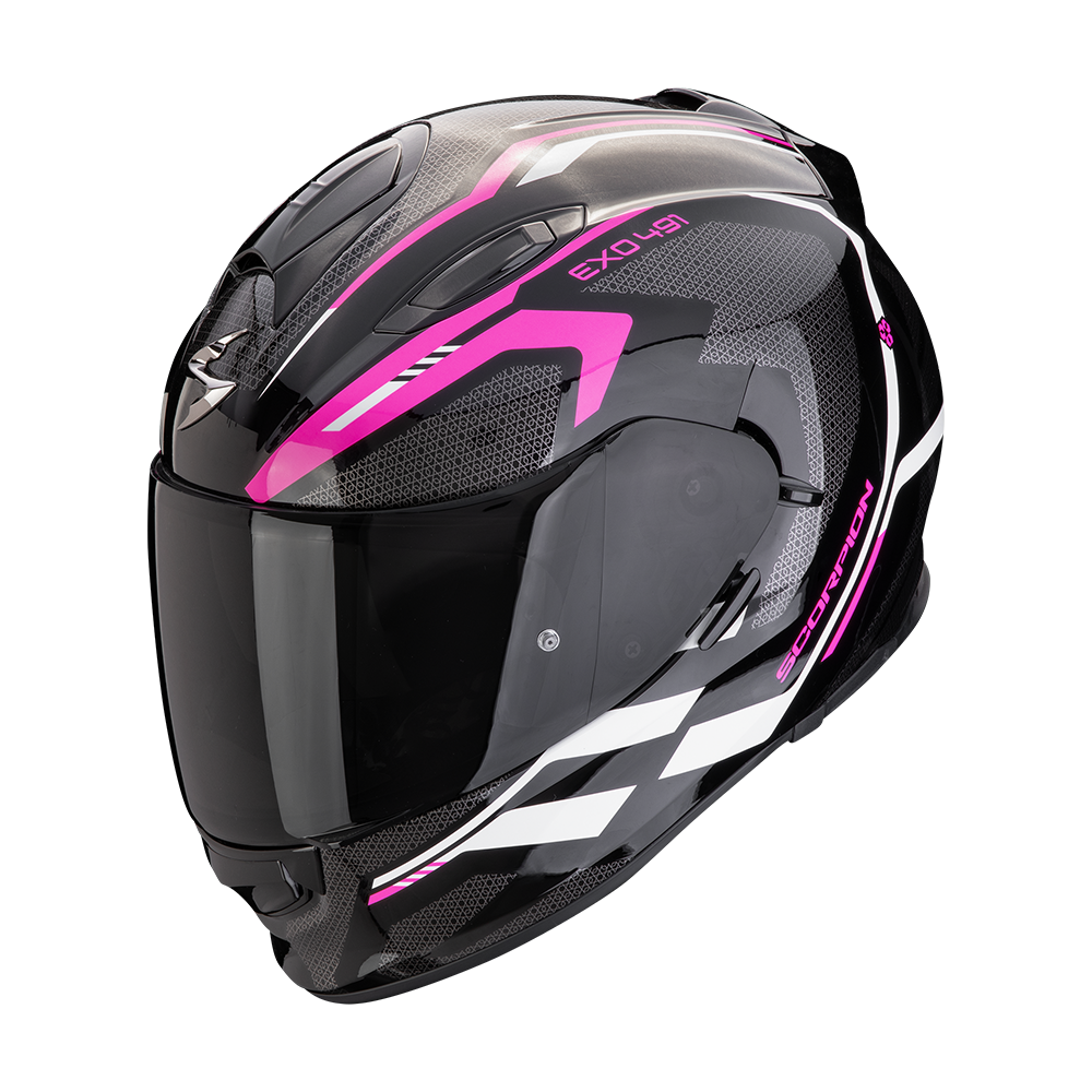 Casco Scorpion Exo-491 Kripta Negro-Rosa-Blanco