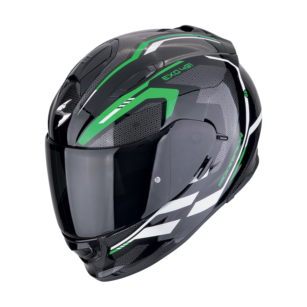 Casco Scorpion Exo-491 Kripta Negro-Verde-Blanco