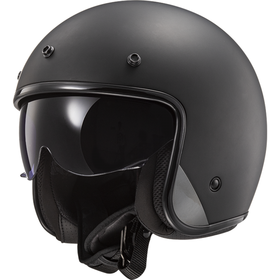 Casco Moto Jet LS2 OF601 Bob II Sólido Mate Negro