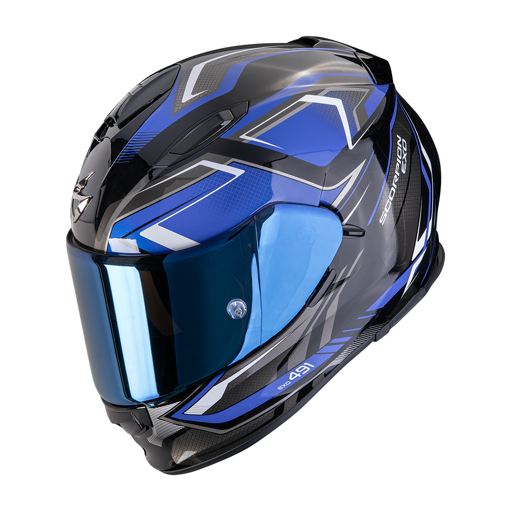 [48-517-66-02] Casco Scorpion Exo-491 Zumo Negro Azul (XS)