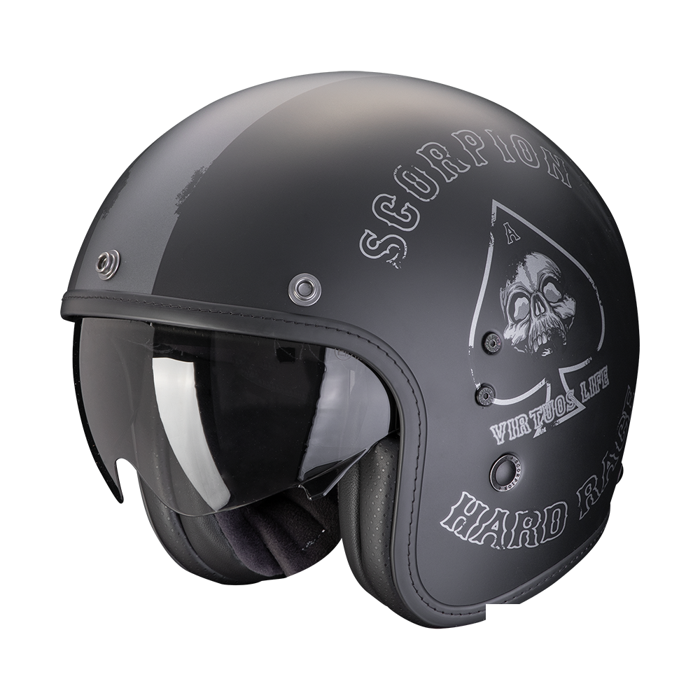 Casco Scorpion Belfast Evo Spade Negro Mate-Plata