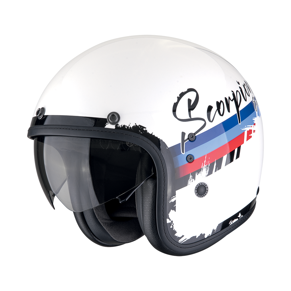 Casco Scorpion Belfast Evo Adonis Blanco-Rojo-Azul