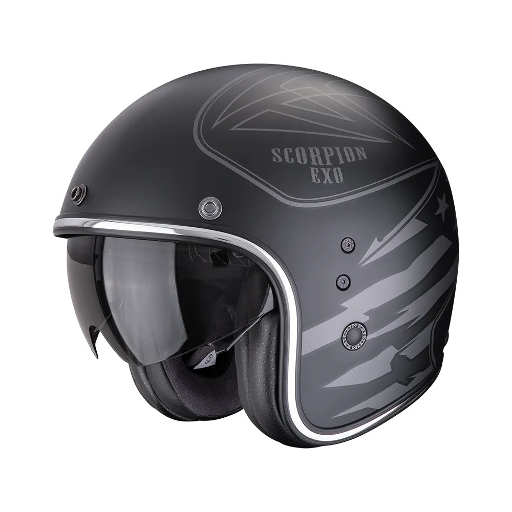 [78-540-159-02] Casco Scorpion Belfast Evo Dawg Negro Mate-Plata (XS)