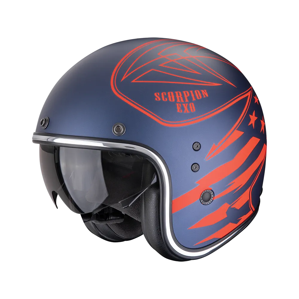 [78-540-261-02] Casco Scorpion Belfast Evo Dawg Azul Mate-Rojo (XS)