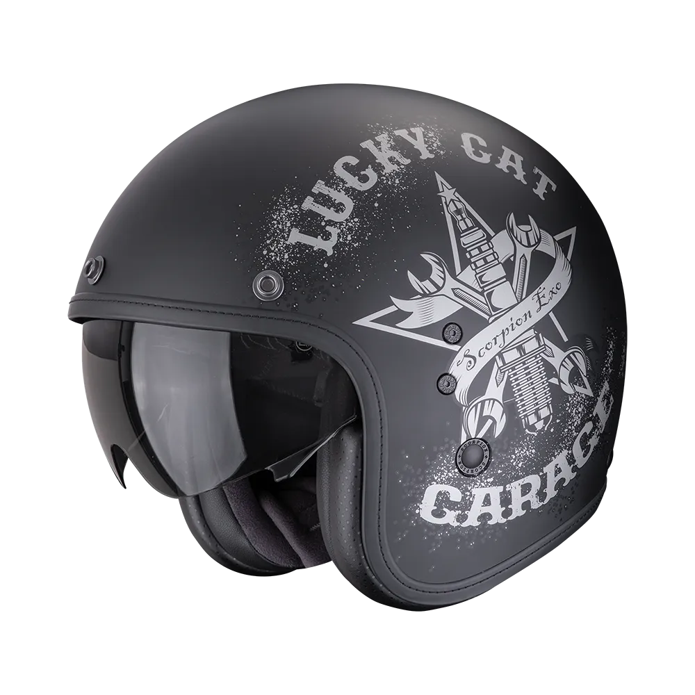 Casco Scorpion Belfast Evo Hangar Negro Mate-Plata