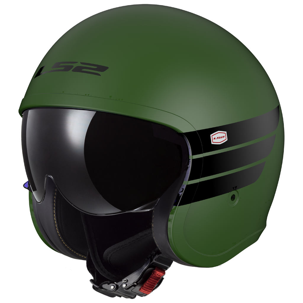 Casco Moto Jet LS2 OF599 Spitfire II Retro Mate Military Verde