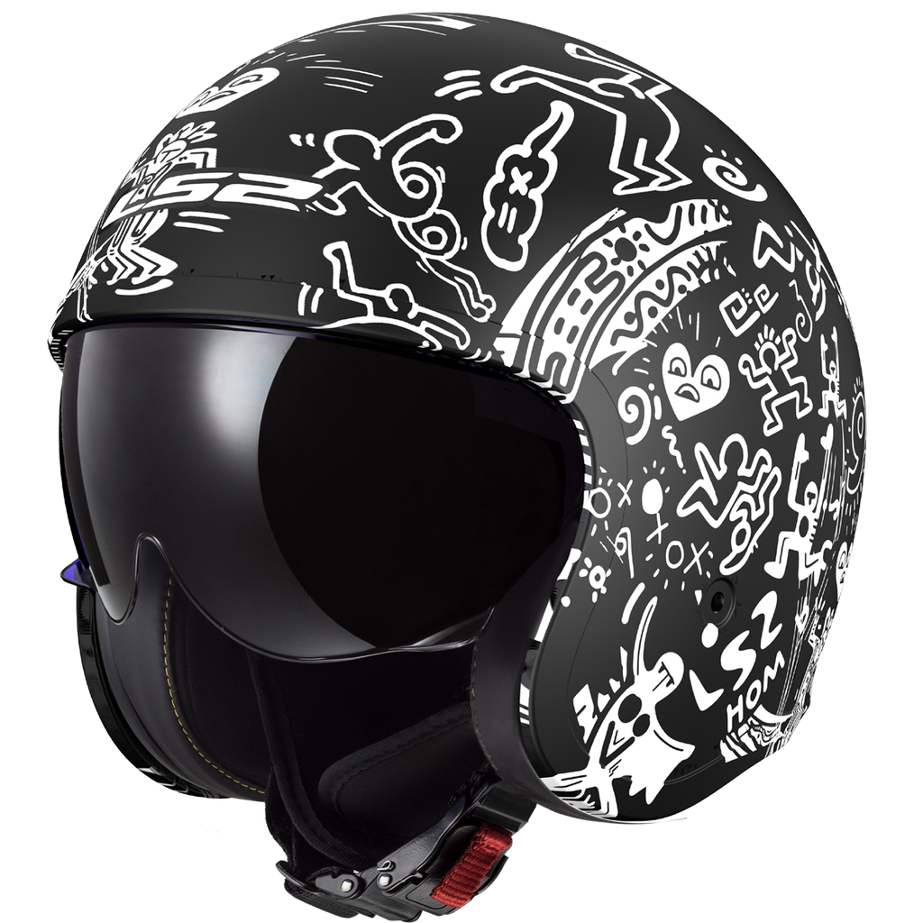 LS2 OF599 SPITFIRE II TRIBAL MATT BLACK WHITE-06