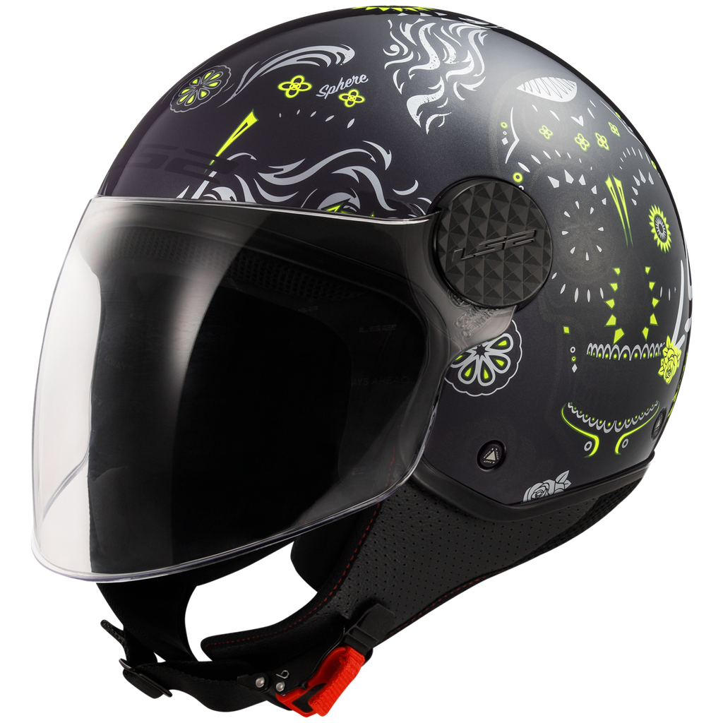 [365587354XS] Casco Moto Jet LS2 OF558 Sphere Lux II Maxca Negro Amarillo (XS)