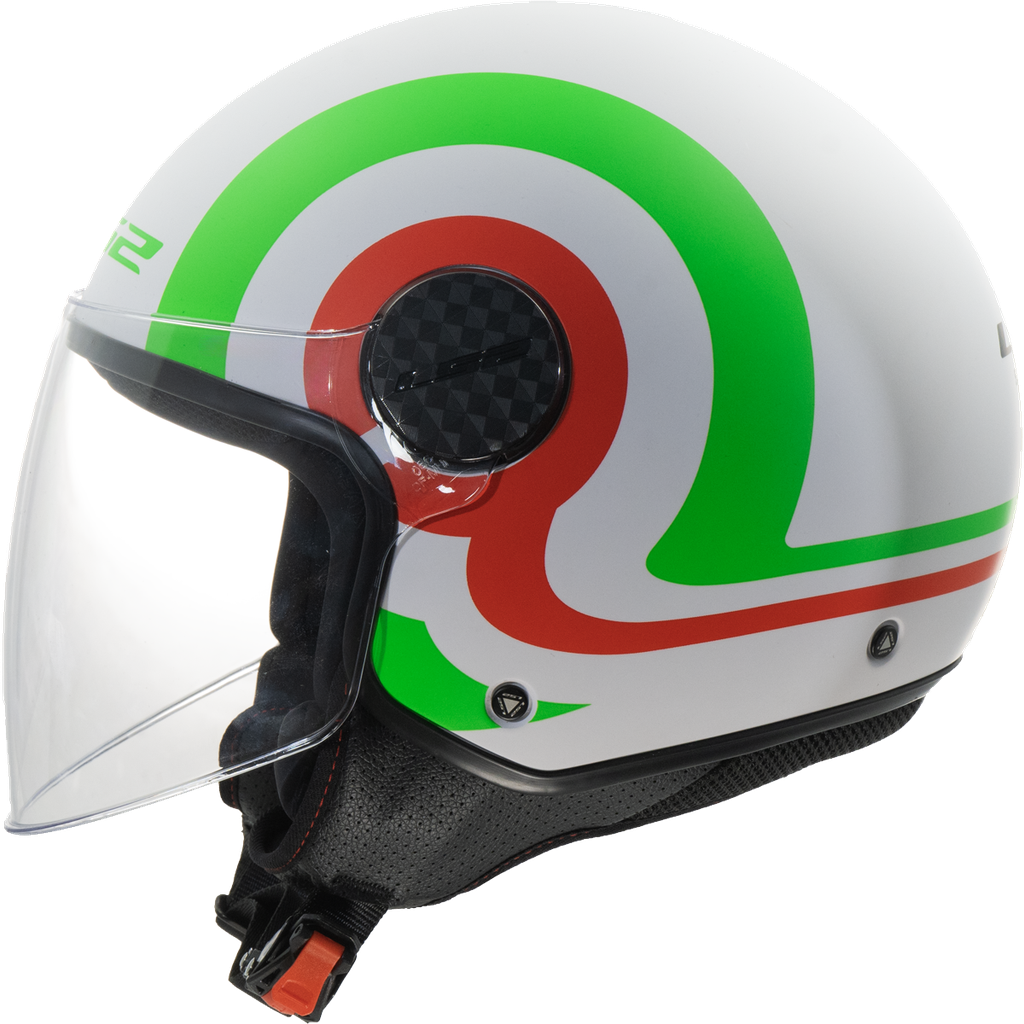 Casco Moto Jet LS2 OF558 Sphere Lux II Urby Blanco Verde Rojo