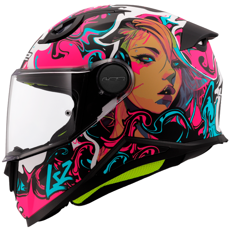 Casco Moto Integral LS2 FF812 Kid Cyberg Morado Cyan