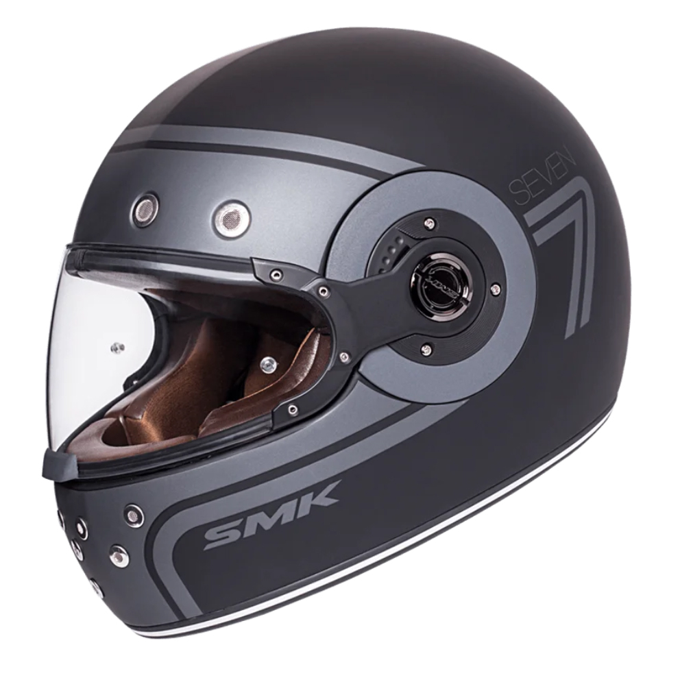 Casco Integral SMK retro seven gris mate