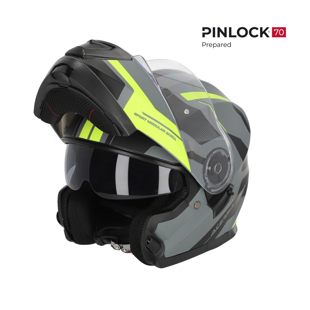 Casco modular Acerbis Serel II gris y fluor 22.06