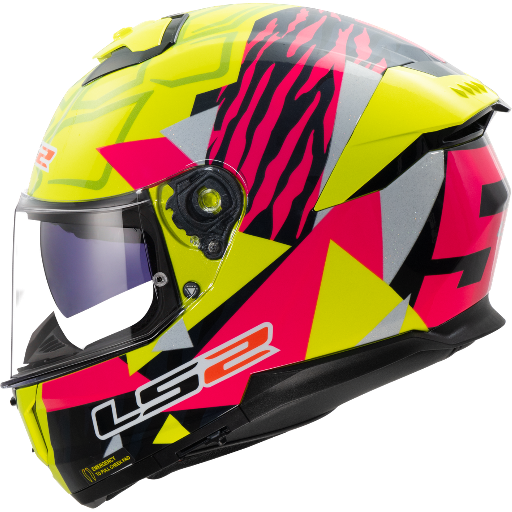 [168083144XS] LS2 FF808 STREAM II TIGER H-V YELLOW PINK-06 (XS)