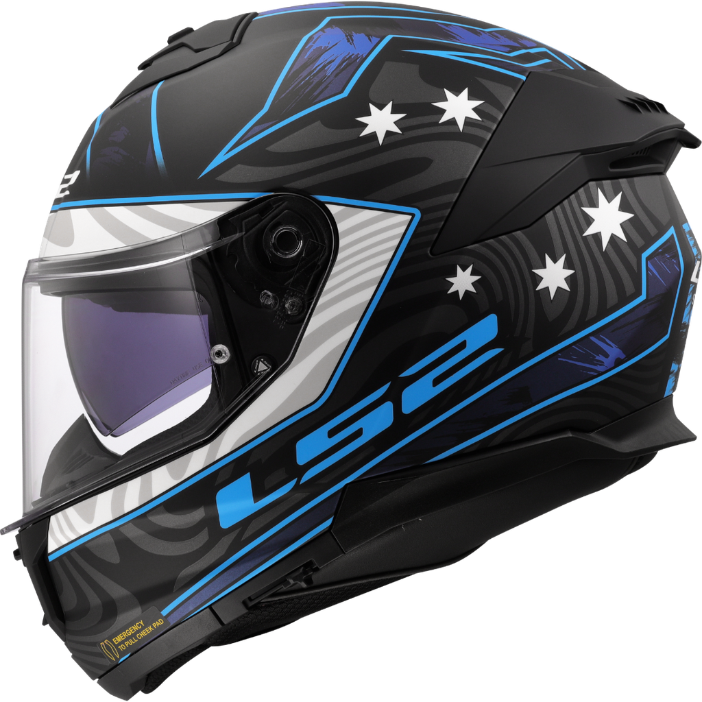 [168082925XS] LS2 FF808 STREAM II GALDAM BLACK BLUE-06 (XS)