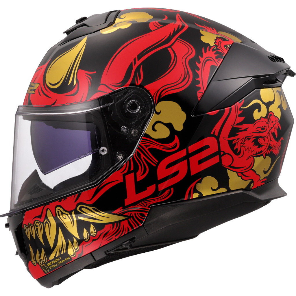 Casco Moto Integral LS2 FF808 Stream II Drako Negro Rojo