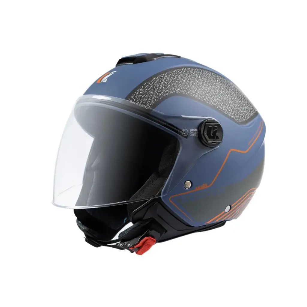 Casco Jet Unik Vertex Proton azul y naranja