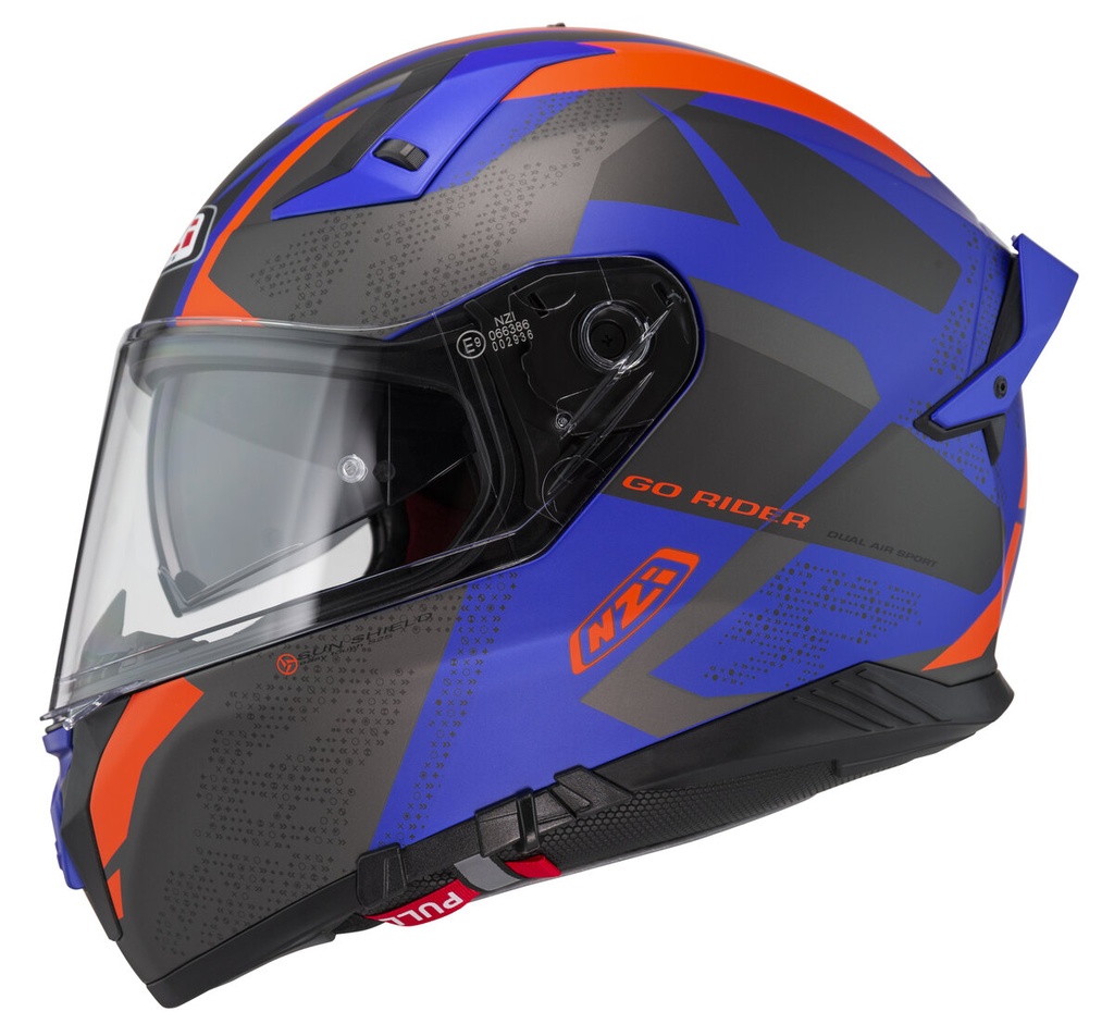 [150336A405 XS] Casco Integral NZI Go Rider Stream Duo Trident Azul y Antracita y Naranja Mate (XS)