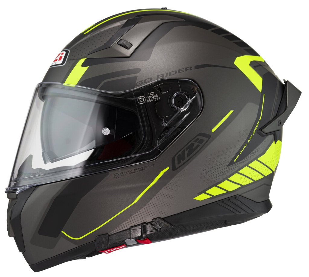 [150336A406 XS] Casco Integral NZI Go Rider Stream Duo Motion Antracita y Negro y Amarillo Mate (XS)