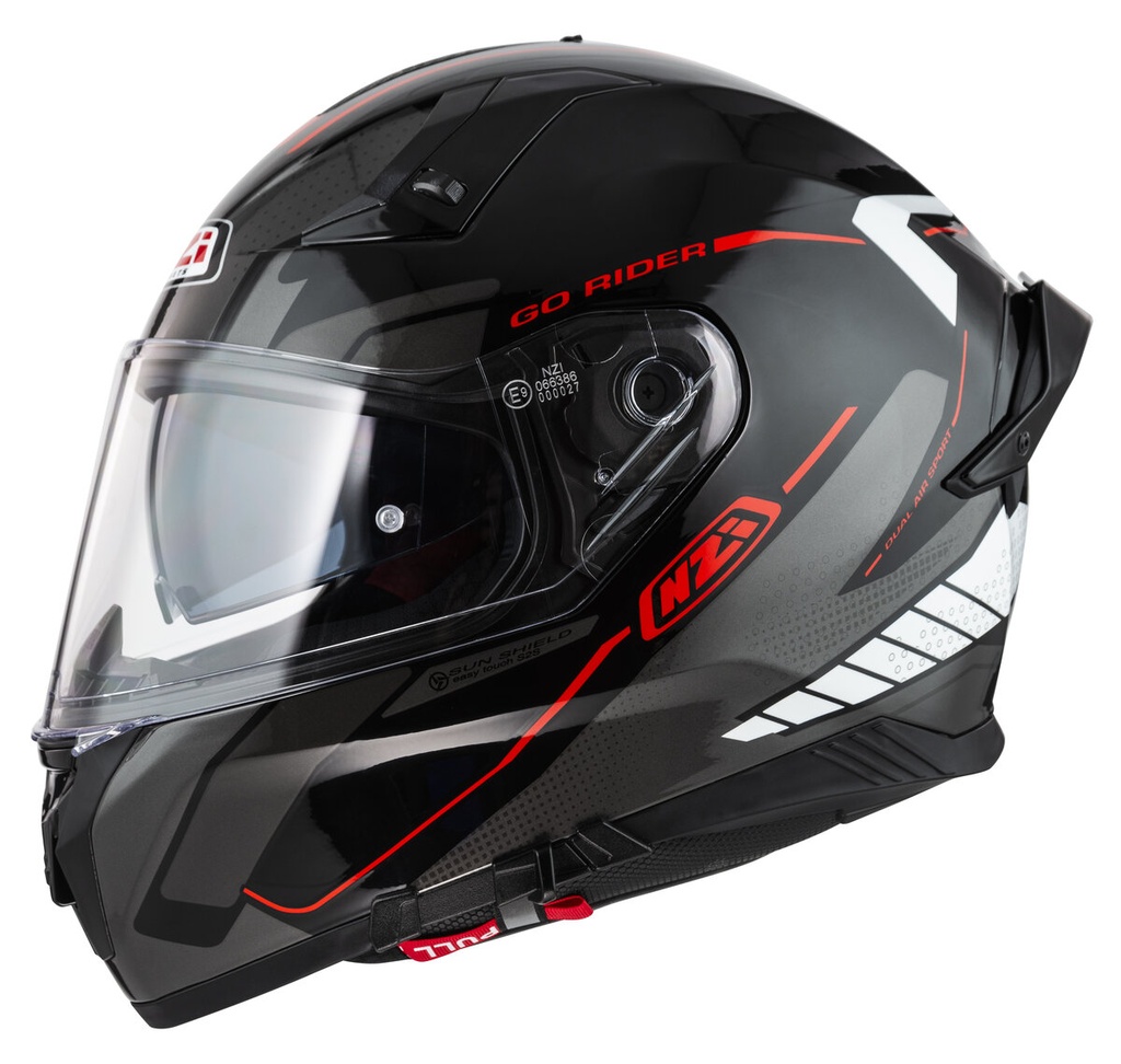 Casco Integral NZI Go Rider Stream Duo Motion Negro y Antracita y Blanco