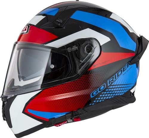 [150336A415 XS] Casco Integral NZI Go Rider Stream Duo Quadri Negro y Rojo y Azul (XS)