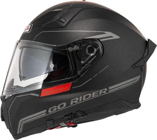 Casco Integral NZI Go Rider Stream Duo Solid Nouveau Negro y Rojo Mate