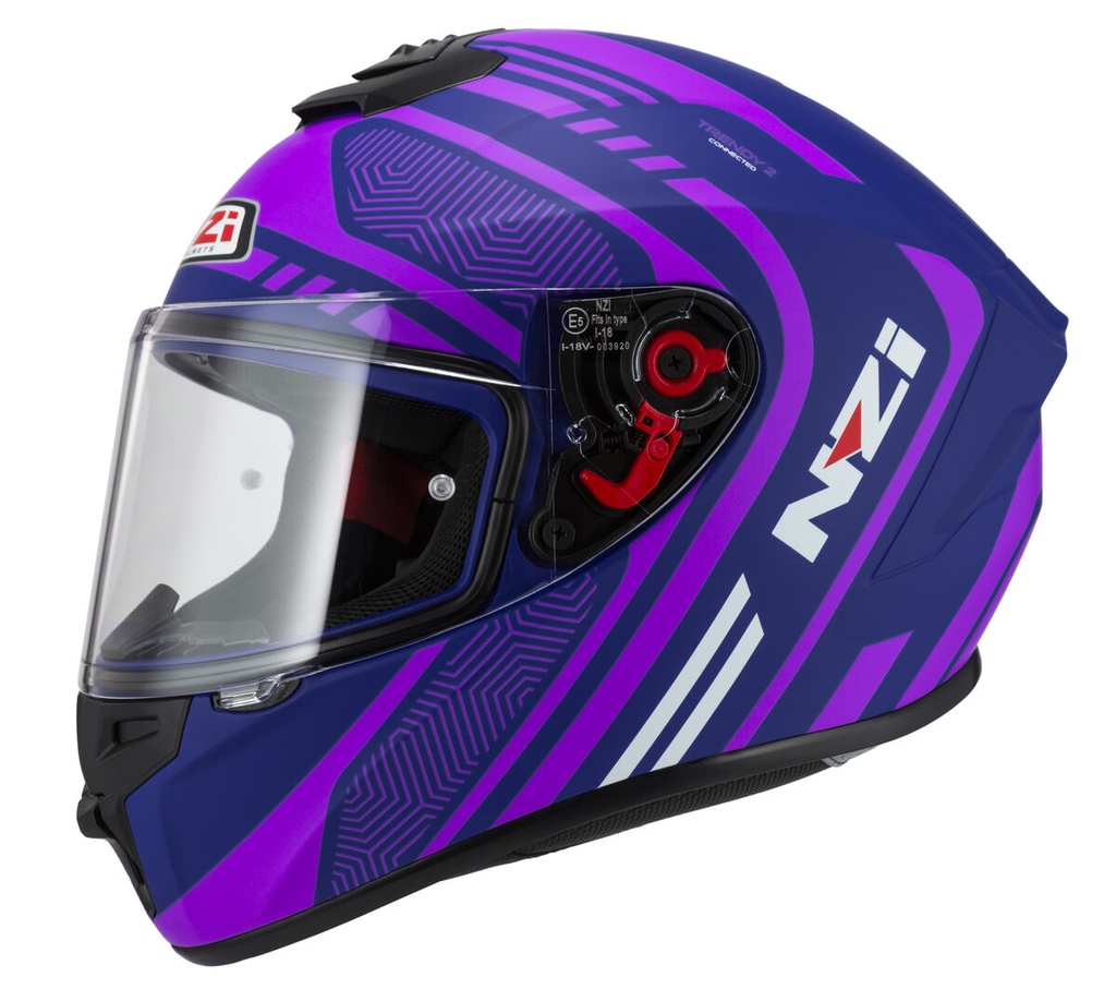 [150330A923 XS] Casco Integral NZI Trendy 2 Connected Dark Azul y Rosa Mate (XS)