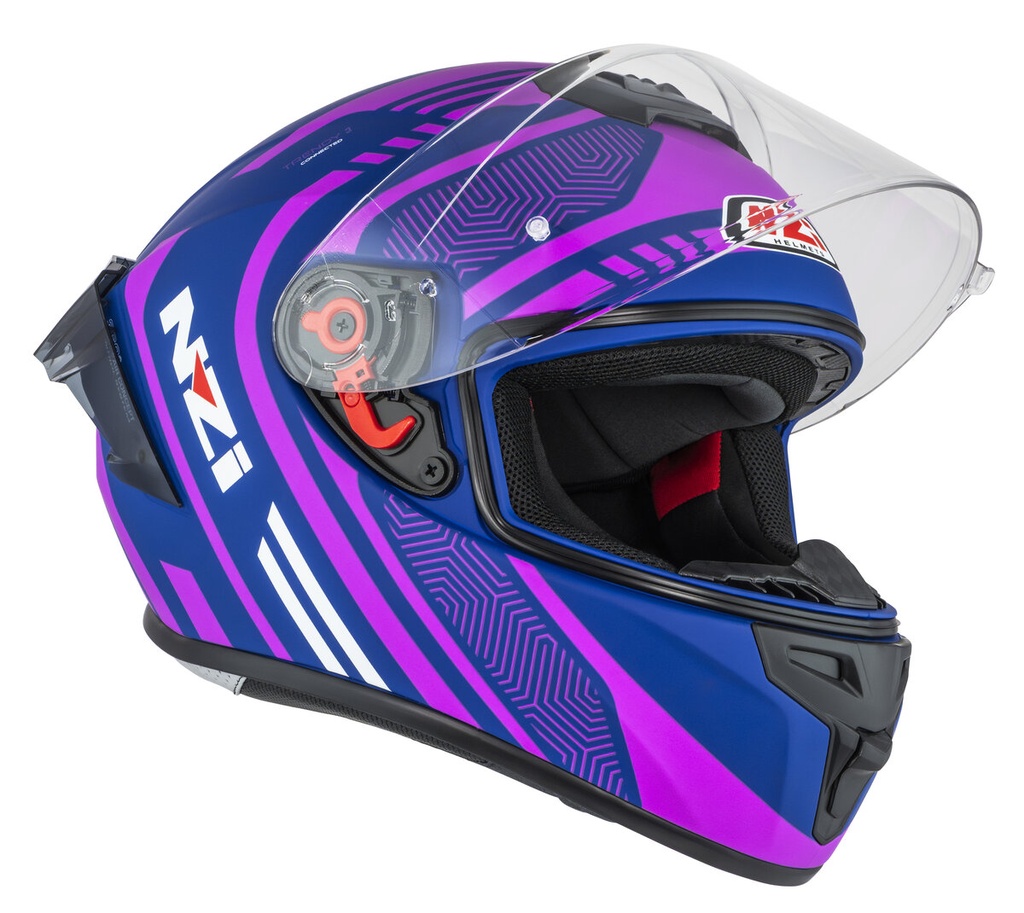 [150374A923 XS] Casco Integral NZI Trendy 3 Stream Connected Dark Azul y Rosa Mate (XS)