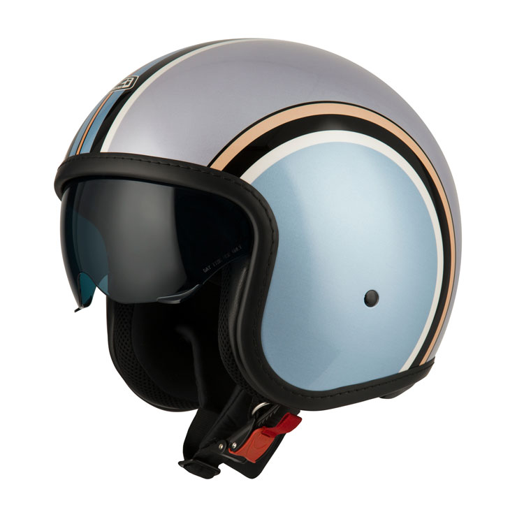 Casco Jet NZI Rolling 4 Sun Diana Pale Azul platinum Mate
