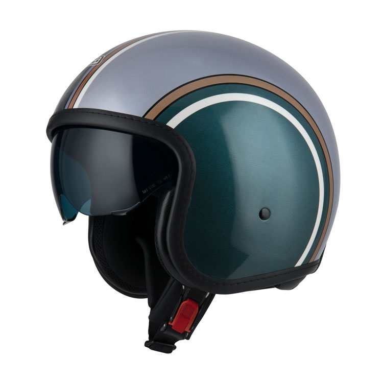Casco Jet NZI Rolling 4 Sun Diana Musgo platinum Mate