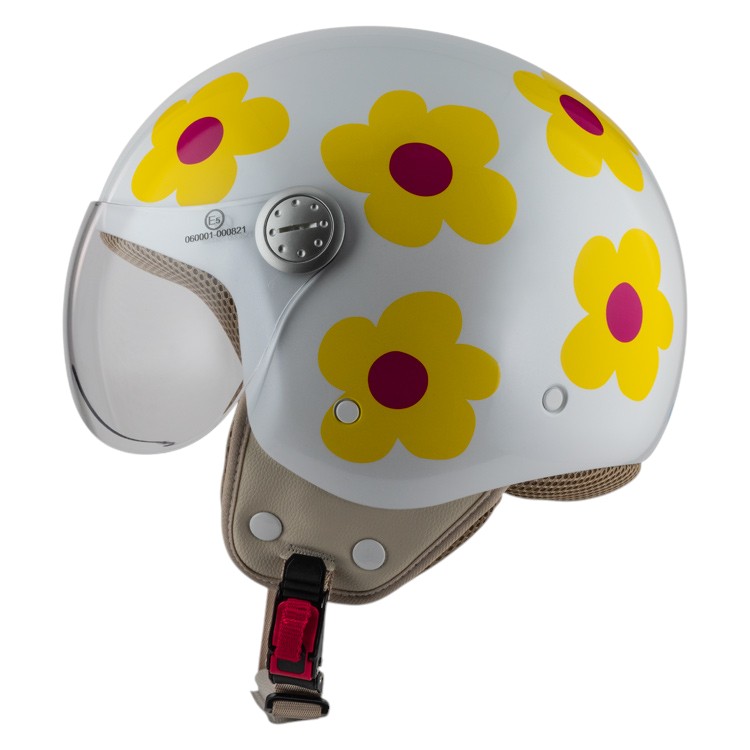 [150396A002 XS] Casco Edición Especial NZI Pasarela Margaritas Naranja Y Rosa (XS)