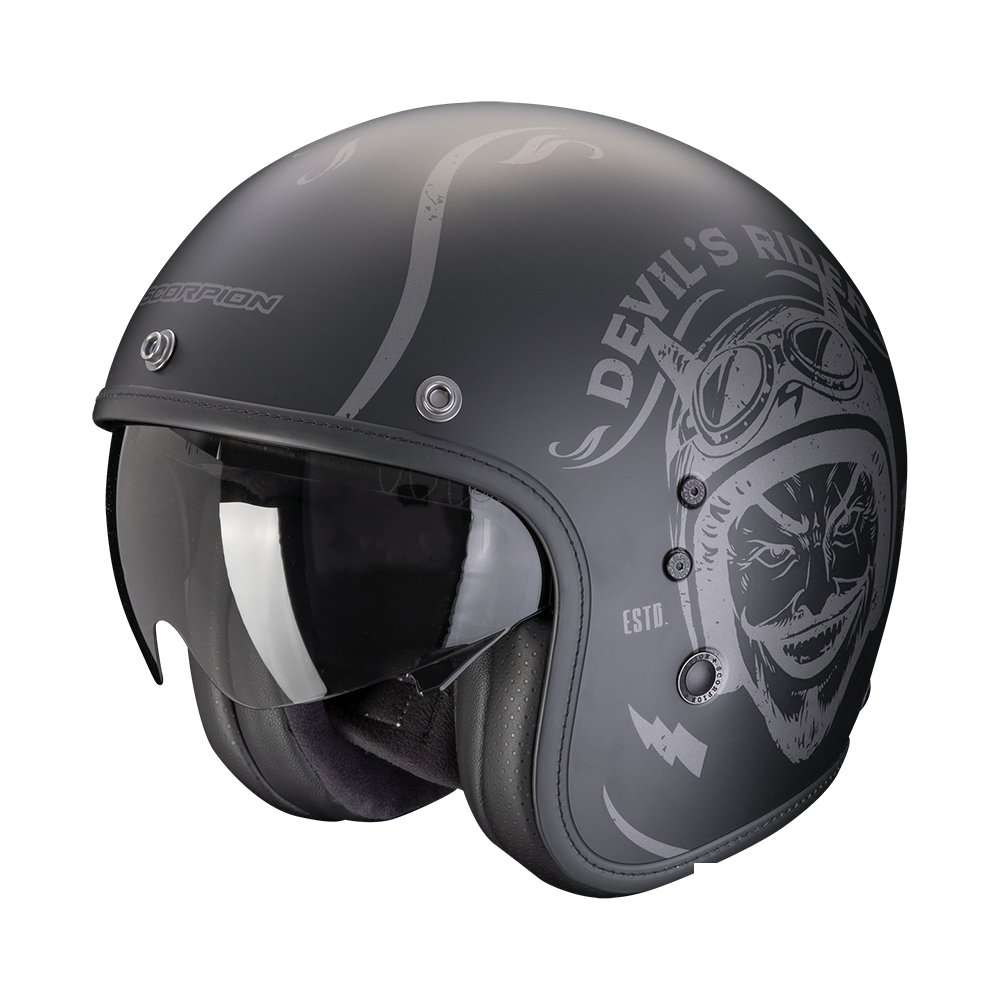 Casco Scorpion Jet Belfast Evo Romeo Negro Mate-Plata