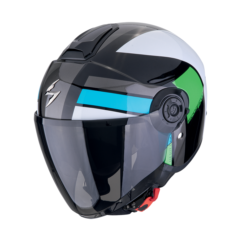 Casco Scorpion Jet Exo-City Ii Blur Negro-Blanco-Verde