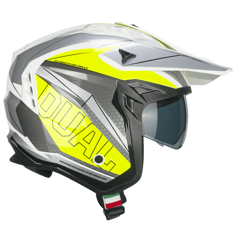 Casco jet CGM 155G RUSH DUAL Blanco Amarillo fluo