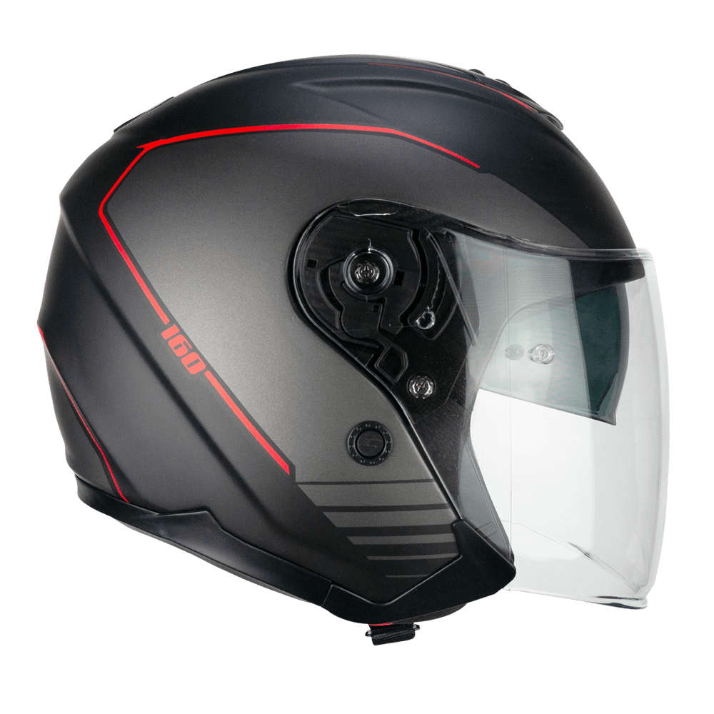 Casco jet CGM 160G JAD RIDE Negro Rojo mate